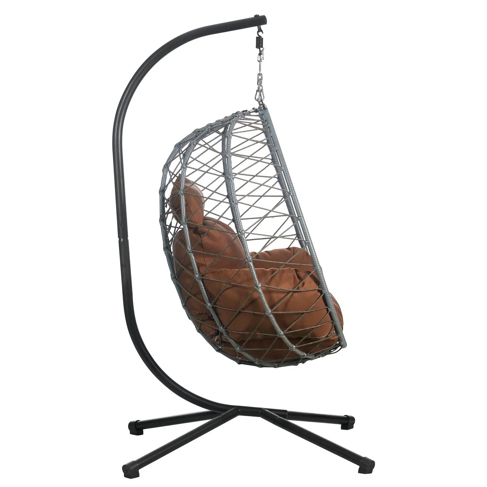 Summit Outdoor Single Person Egg Swing Chair in Grey Steel Frame With Removable Cushions - Elax Furniture