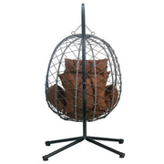 Summit Outdoor Single Person Egg Swing Chair in Grey Steel Frame With Removable Cushions - Elax Furniture