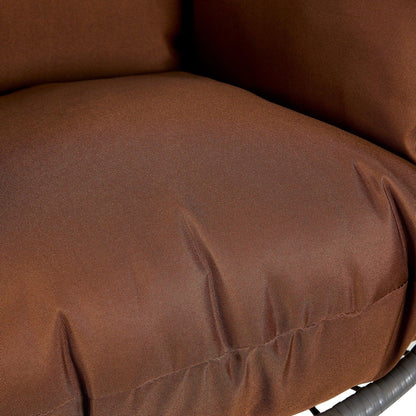 Summit Outdoor Single Person Egg Swing Chair in Grey Steel Frame With Removable Cushions - Elax Furniture