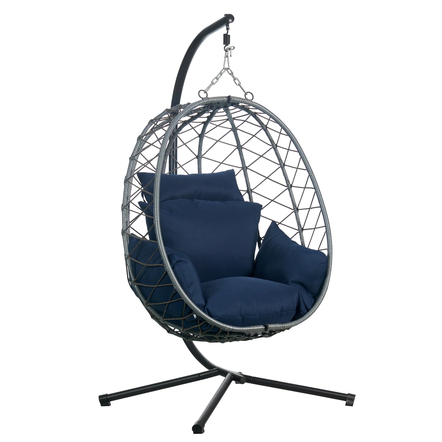 Summit Outdoor Single Person Egg Swing Chair in Grey Steel Frame With Removable Cushions - Elax Furniture