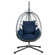 Summit Outdoor Single Person Egg Swing Chair in Grey Steel Frame With Removable Cushions - Elax Furniture