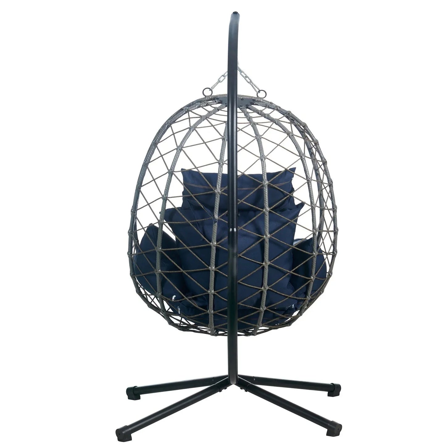 Summit Outdoor Single Person Egg Swing Chair in Grey Steel Frame With Removable Cushions - Elax Furniture