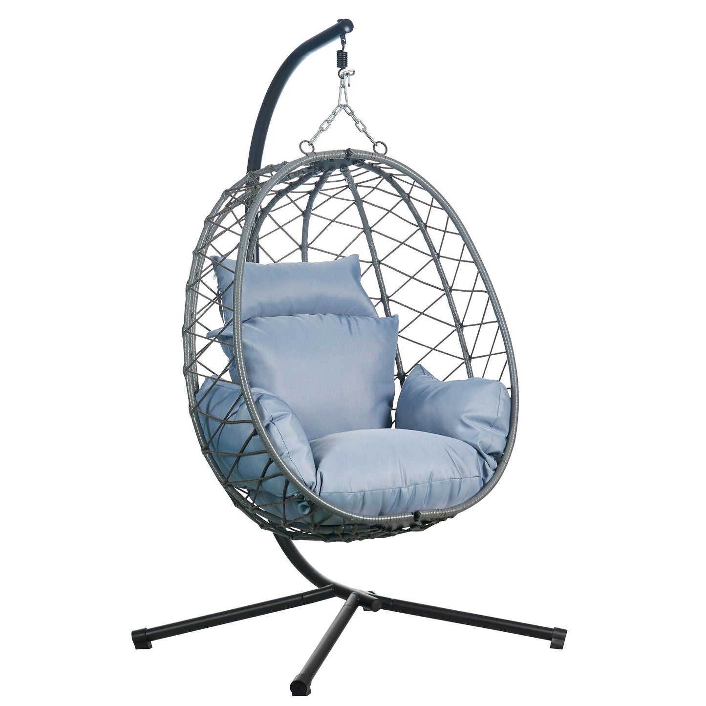 Summit Outdoor Single Person Egg Swing Chair in Grey Steel Frame With Removable Cushions - Elax Furniture