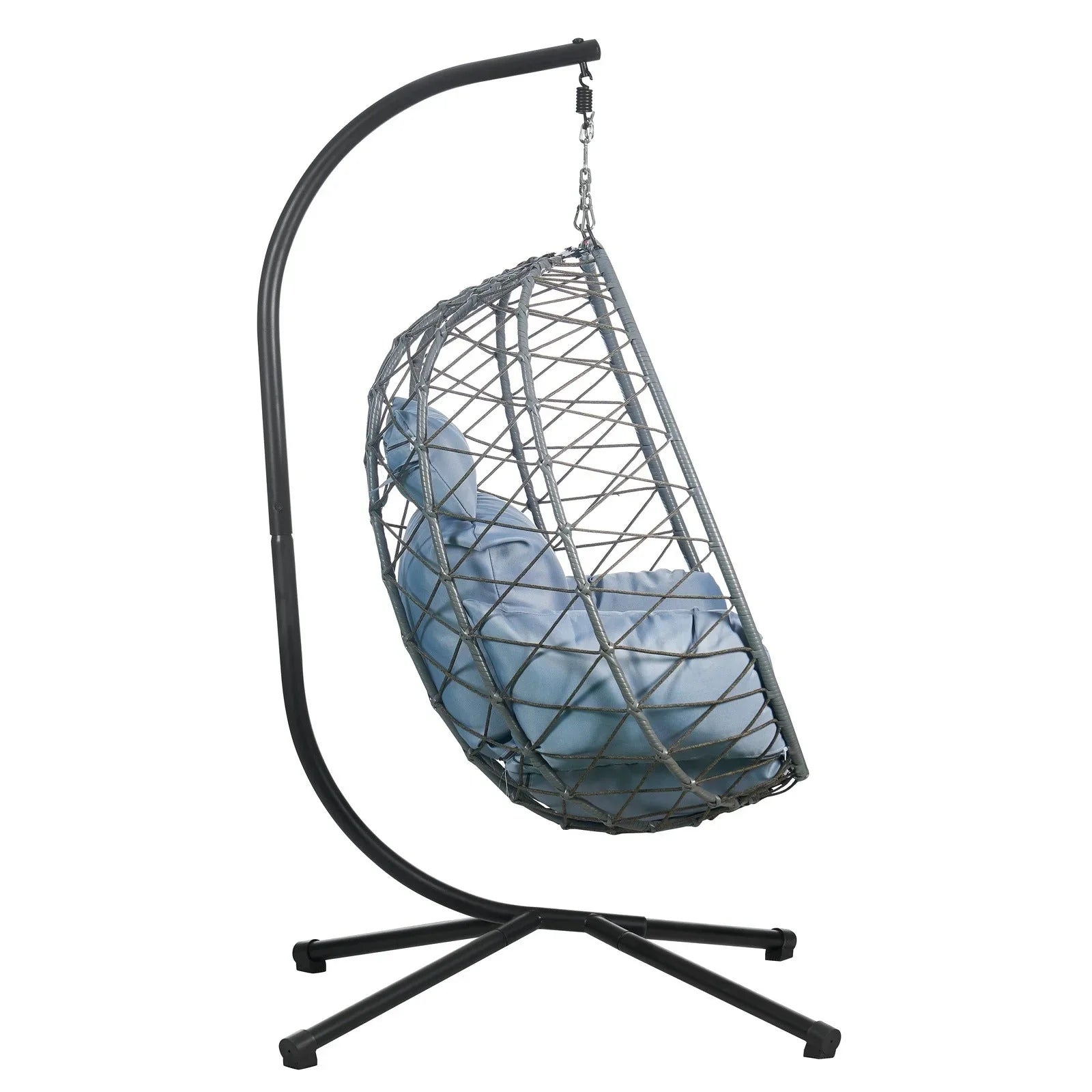 Summit Outdoor Single Person Egg Swing Chair in Grey Steel Frame With Removable Cushions - Elax Furniture