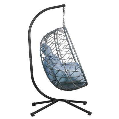 Summit Outdoor Single Person Egg Swing Chair in Grey Steel Frame With Removable Cushions - Elax Furniture