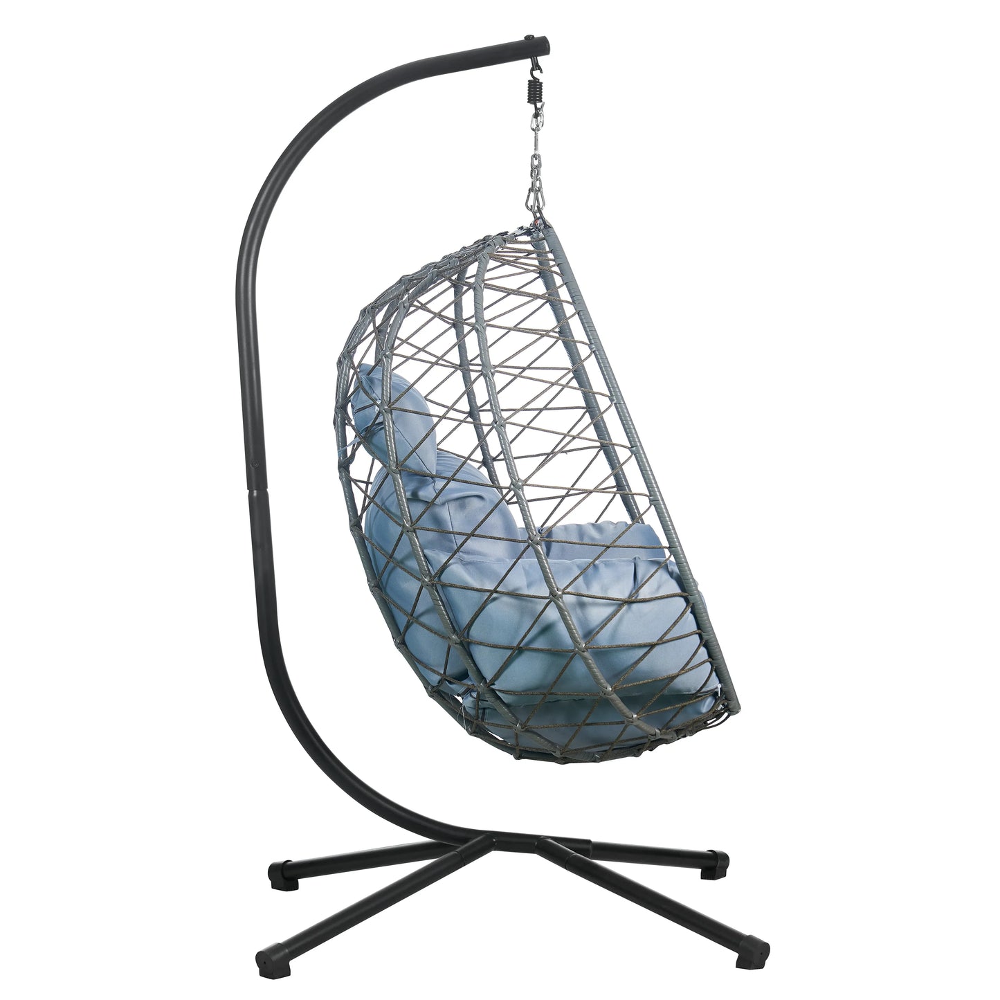 Summit Outdoor Single Person Egg Swing Chair in Grey Steel Frame With Removable Cushions - Elax Furniture