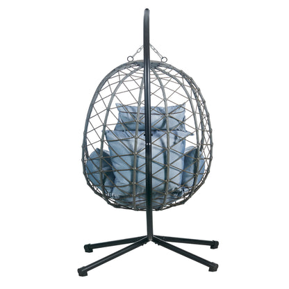 Summit Outdoor Single Person Egg Swing Chair in Grey Steel Frame With Removable Cushions - Elax Furniture