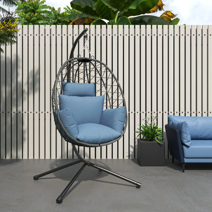 Summit Outdoor Single Person Egg Swing Chair in Grey Steel Frame With Removable Cushions - Elax Furniture