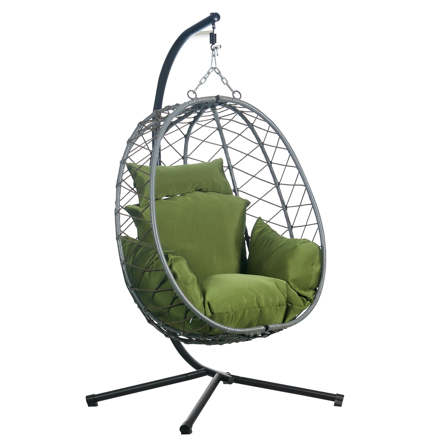 Summit Outdoor Single Person Egg Swing Chair in Grey Steel Frame With Removable Cushions - Elax Furniture