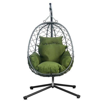 Summit Outdoor Single Person Egg Swing Chair in Grey Steel Frame With Removable Cushions - Elax Furniture