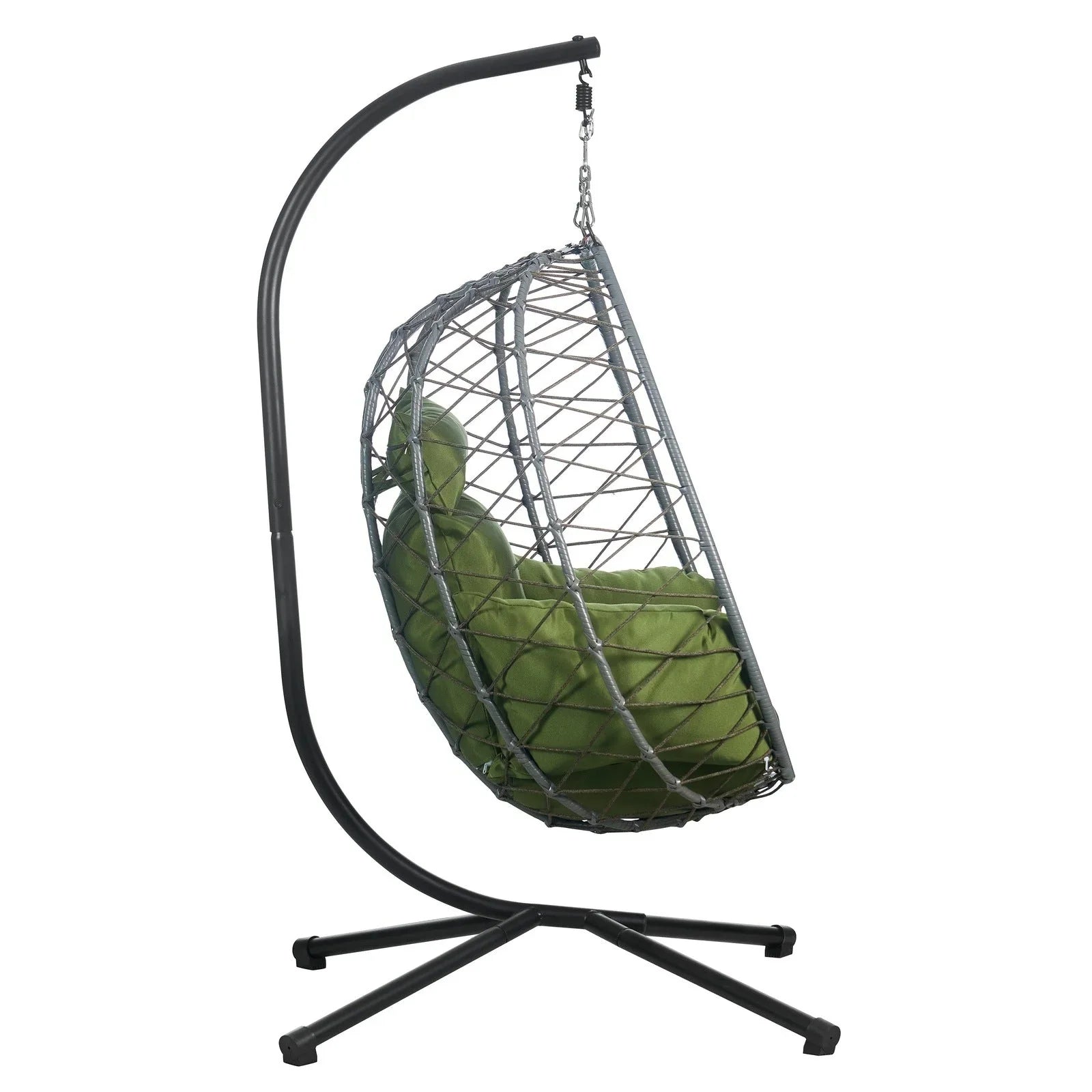 Summit Outdoor Single Person Egg Swing Chair in Grey Steel Frame With Removable Cushions - Elax Furniture
