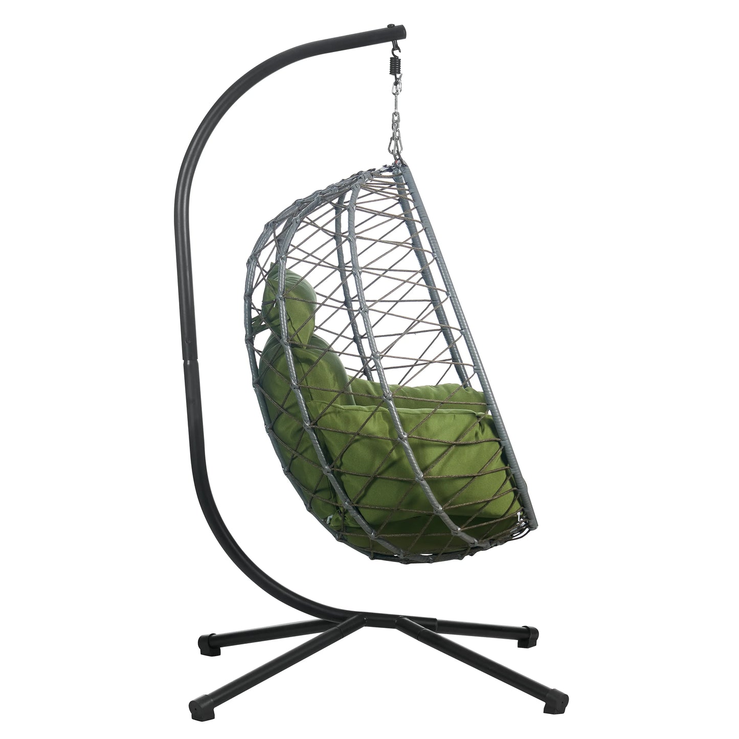 Summit Outdoor Single Person Egg Swing Chair in Grey Steel Frame With Removable Cushions - Elax Furniture