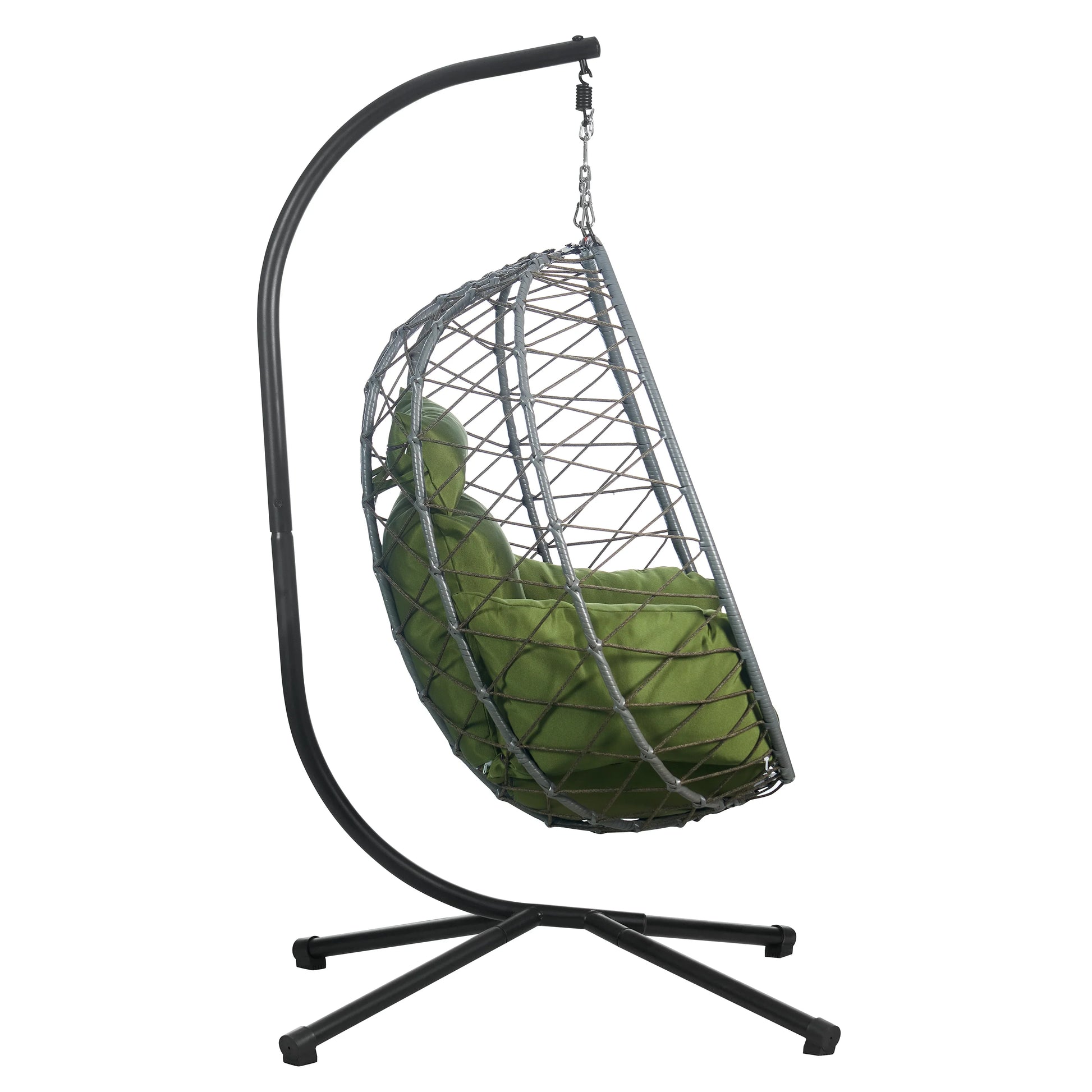 Summit Outdoor Single Person Egg Swing Chair in Grey Steel Frame With Removable Cushions - Elax Furniture