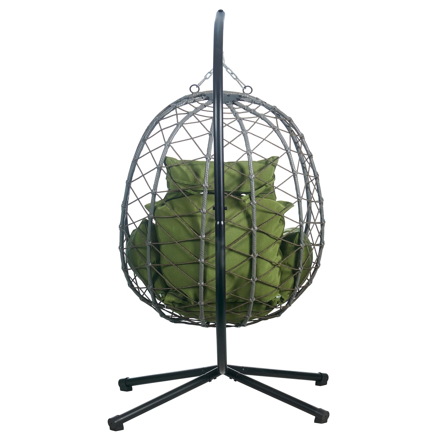 Summit Outdoor Single Person Egg Swing Chair in Grey Steel Frame With Removable Cushions - Elax Furniture