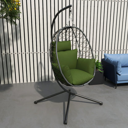 Summit Outdoor Single Person Egg Swing Chair in Grey Steel Frame With Removable Cushions - Elax Furniture