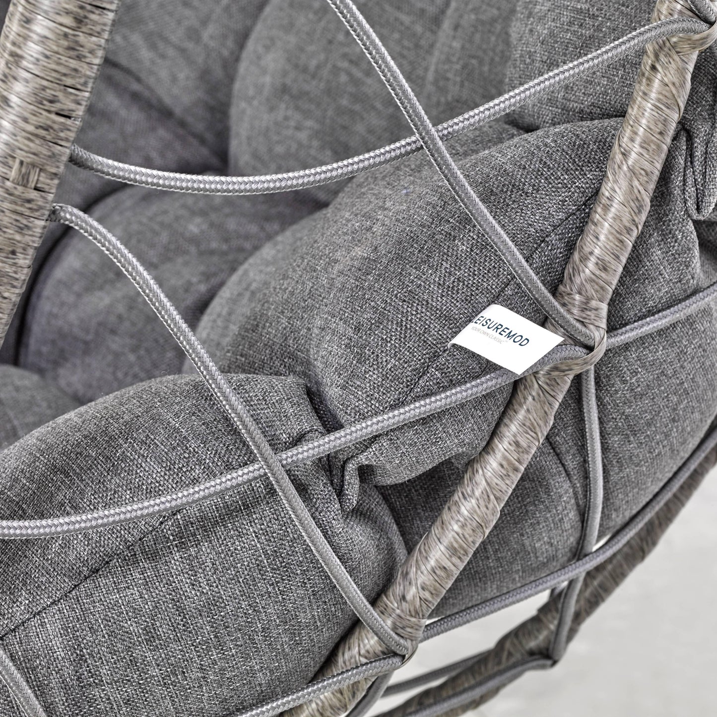 Summit Outdoor Single Person Egg Swing Chair in Grey Steel Frame With Removable Cushions - Elax Furniture