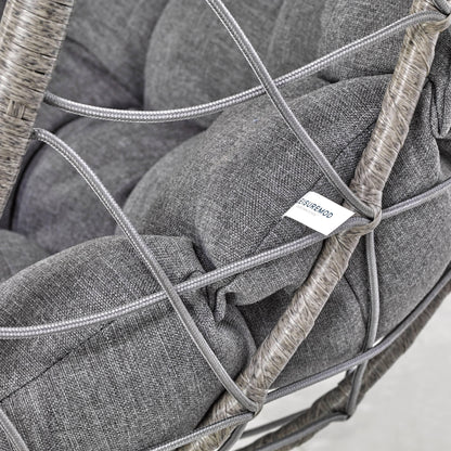 Summit Outdoor Single Person Egg Swing Chair in Grey Steel Frame With Removable Cushions - Elax Furniture