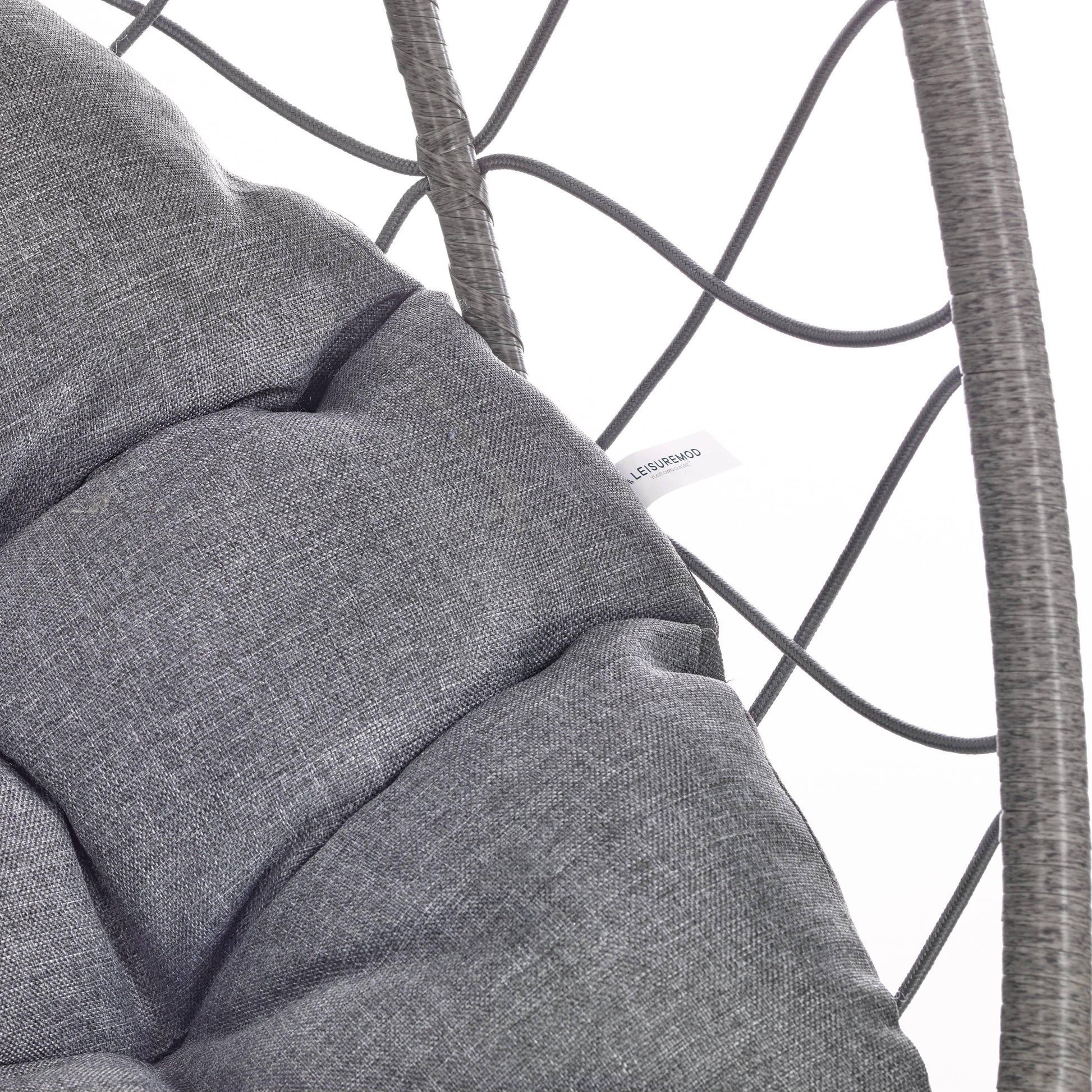 Summit Outdoor Single Person Egg Swing Chair in Grey Steel Frame With Removable Cushions - Elax Furniture