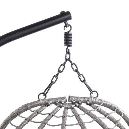 Summit Outdoor Single Person Egg Swing Chair in Grey Steel Frame With Removable Cushions - Elax Furniture