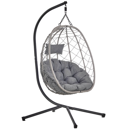 Summit Outdoor Single Person Egg Swing Chair in Grey Steel Frame With Removable Cushions - Elax Furniture