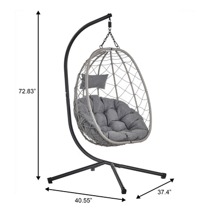 Summit Outdoor Single Person Egg Swing Chair in Grey Steel Frame With Removable Cushions - Elax Furniture