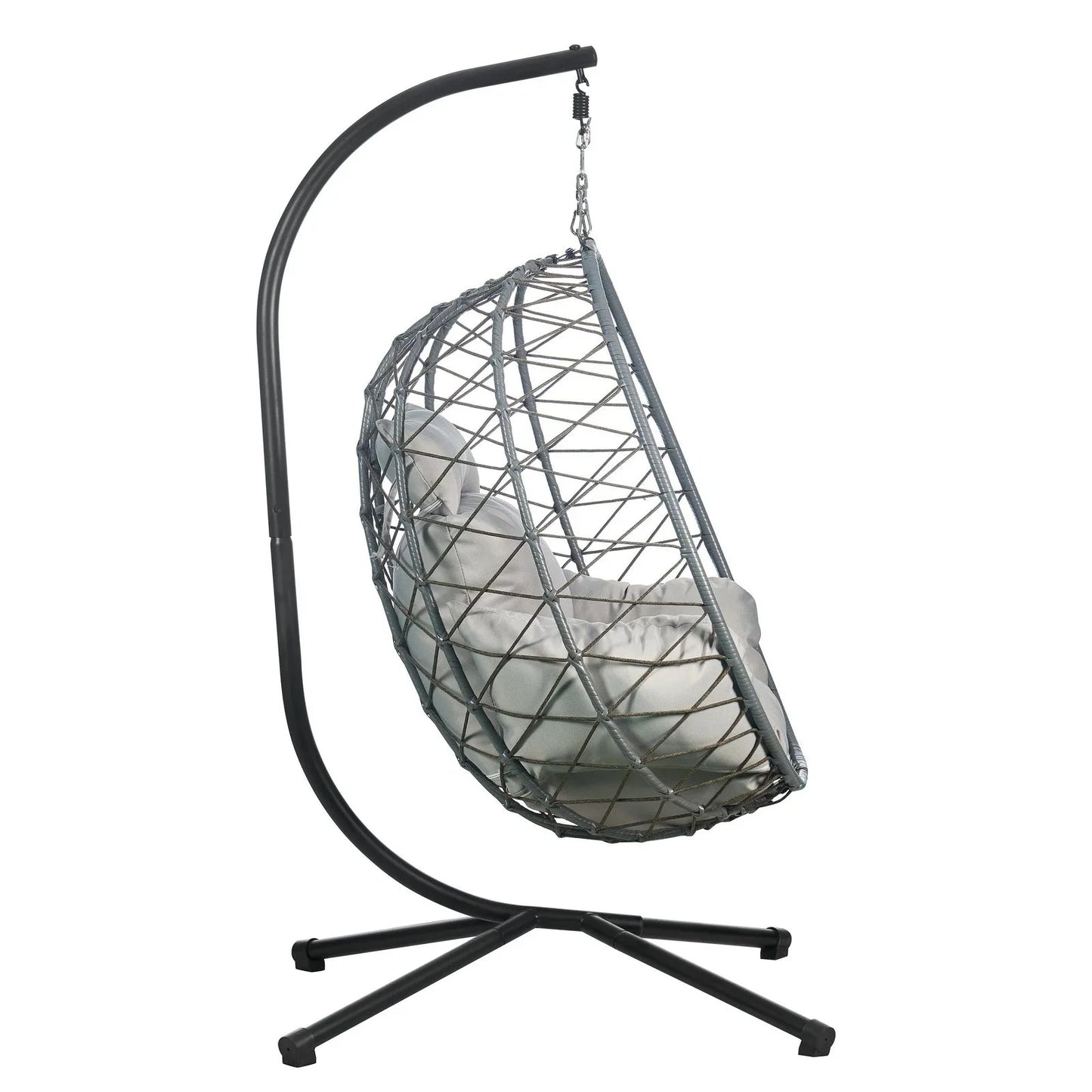Summit Outdoor Single Person Egg Swing Chair in Grey Steel Frame With Removable Cushions - Elax Furniture