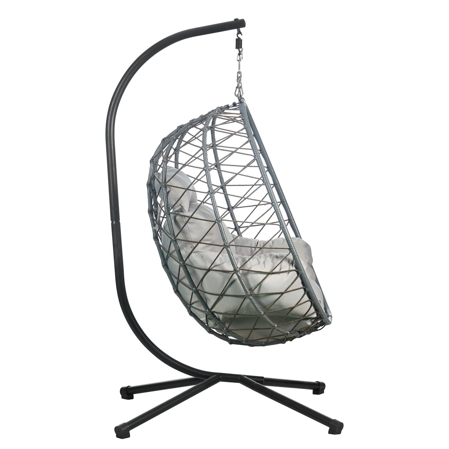 Summit Outdoor Single Person Egg Swing Chair in Grey Steel Frame With Removable Cushions - Elax Furniture