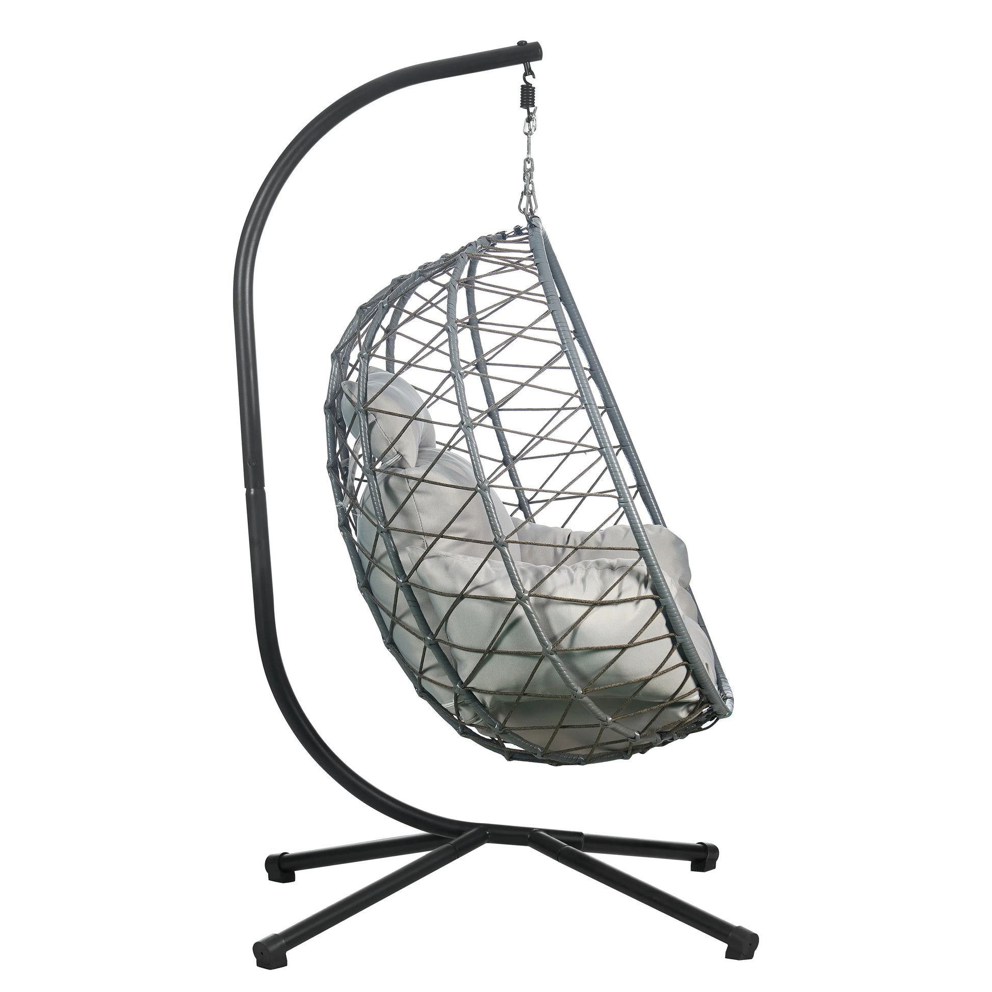 Summit Outdoor Single Person Egg Swing Chair in Grey Steel Frame With Removable Cushions - Elax Furniture
