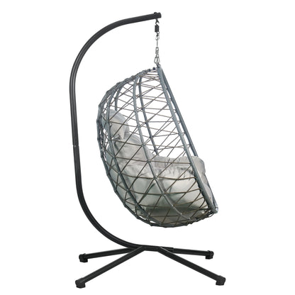 Summit Outdoor Single Person Egg Swing Chair in Grey Steel Frame With Removable Cushions - Elax Furniture