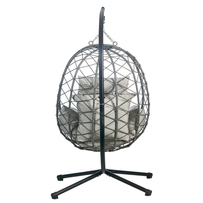 Summit Outdoor Single Person Egg Swing Chair in Grey Steel Frame With Removable Cushions - Elax Furniture