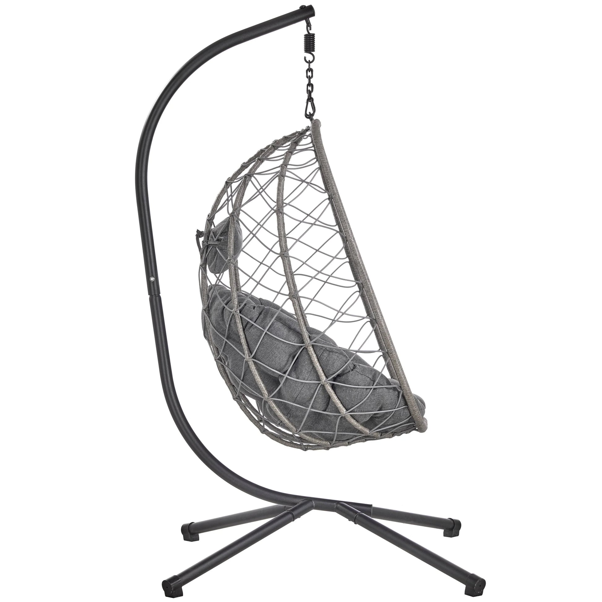 Summit Outdoor Single Person Egg Swing Chair in Grey Steel Frame With Removable Cushions - Elax Furniture