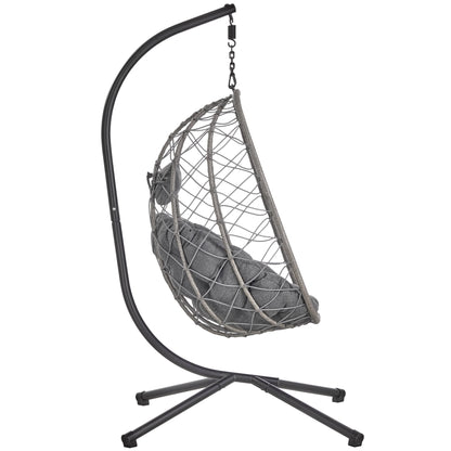 Summit Outdoor Single Person Egg Swing Chair in Grey Steel Frame With Removable Cushions - Elax Furniture