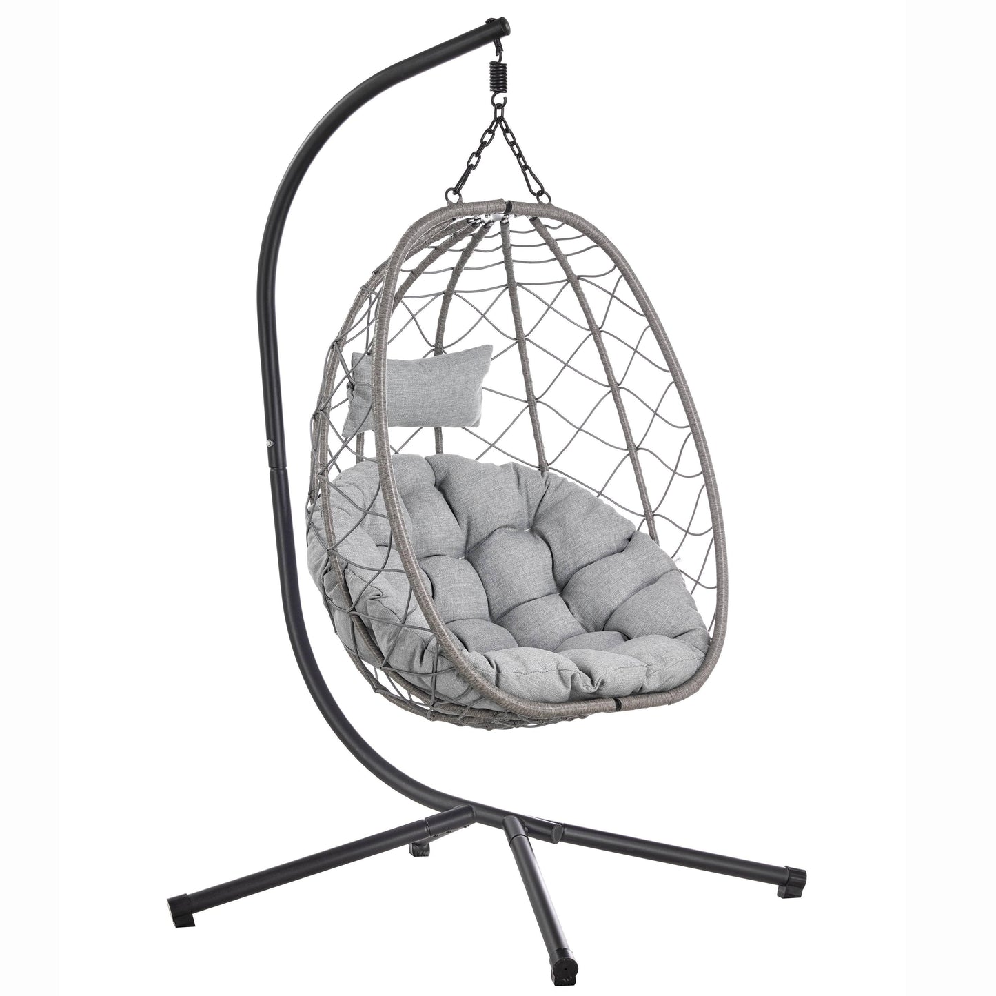 Summit Outdoor Single Person Egg Swing Chair in Grey Steel Frame With Removable Cushions - Elax Furniture