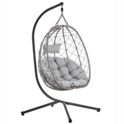 Summit Outdoor Single Person Egg Swing Chair in Grey Steel Frame With Removable Cushions - Elax Furniture