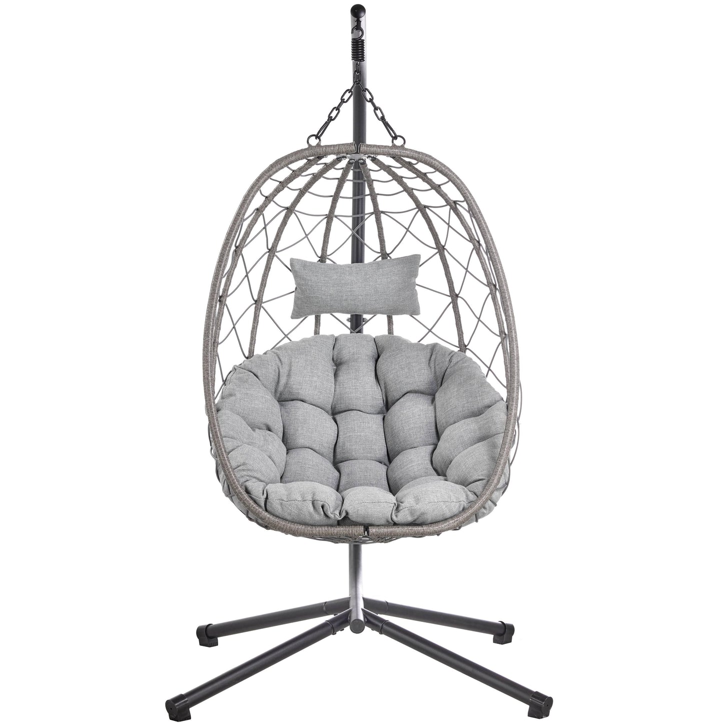 Summit Outdoor Single Person Egg Swing Chair in Grey Steel Frame With Removable Cushions - Elax Furniture