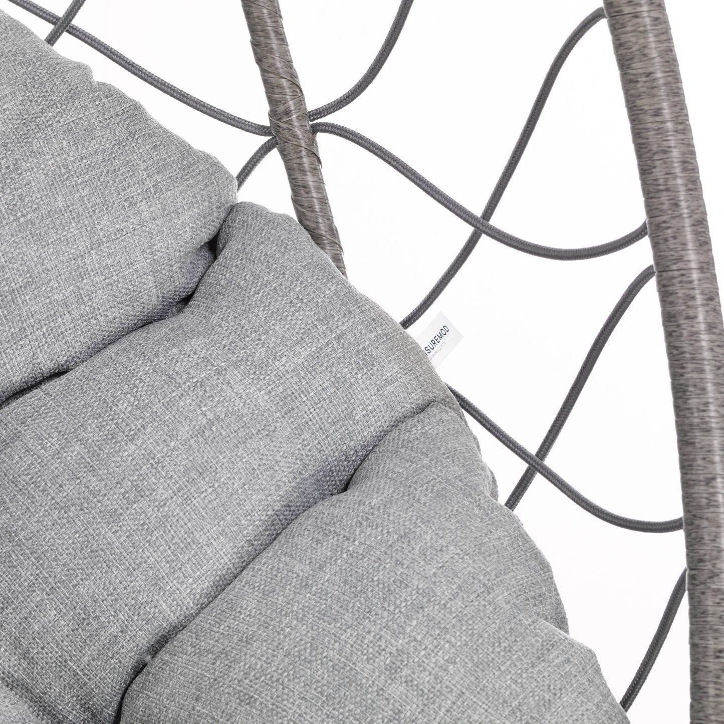 Summit Outdoor Single Person Egg Swing Chair in Grey Steel Frame With Removable Cushions - Elax Furniture