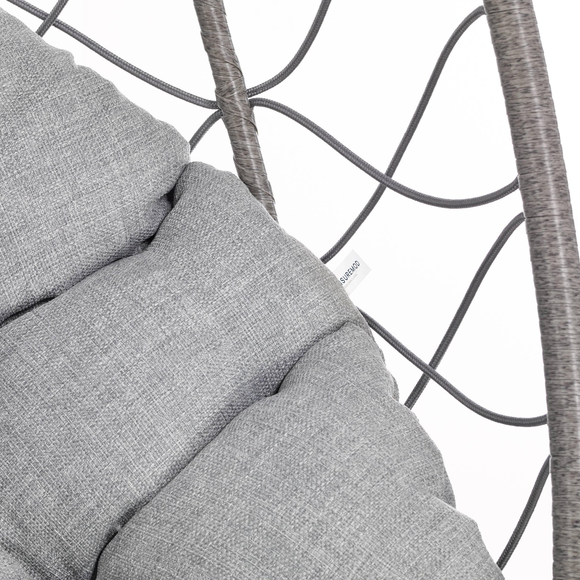 Summit Outdoor Single Person Egg Swing Chair in Grey Steel Frame With Removable Cushions - Elax Furniture