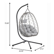 Summit Outdoor Single Person Egg Swing Chair in Grey Steel Frame With Removable Cushions - Elax Furniture