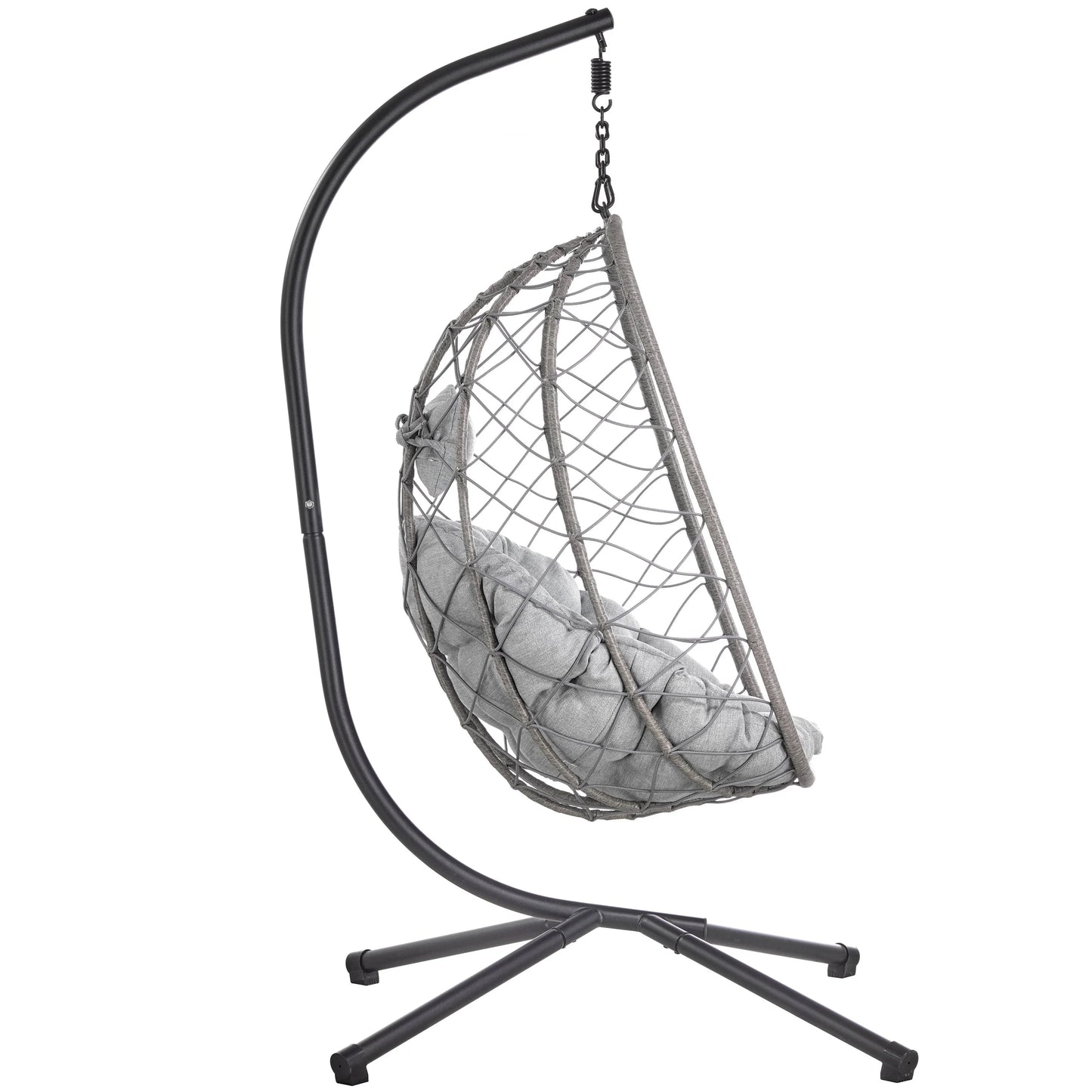 Summit Outdoor Single Person Egg Swing Chair in Grey Steel Frame With Removable Cushions - Elax Furniture