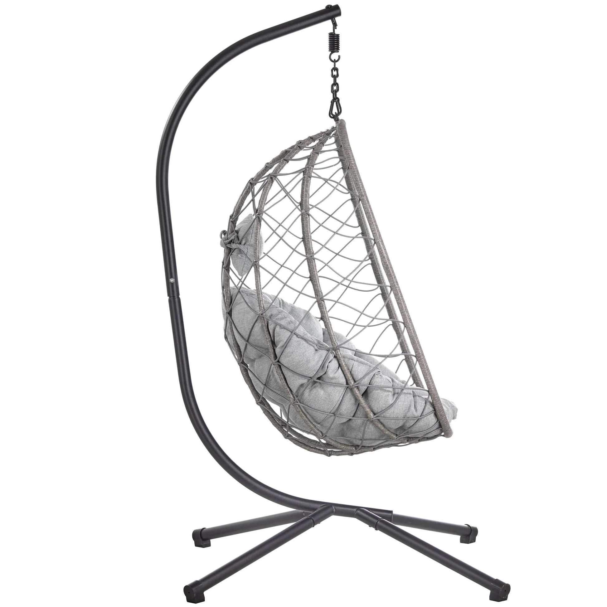 Summit Outdoor Single Person Egg Swing Chair in Grey Steel Frame With Removable Cushions - Elax Furniture