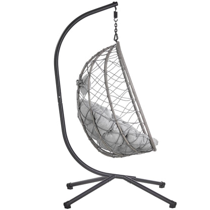 Summit Outdoor Single Person Egg Swing Chair in Grey Steel Frame With Removable Cushions - Elax Furniture