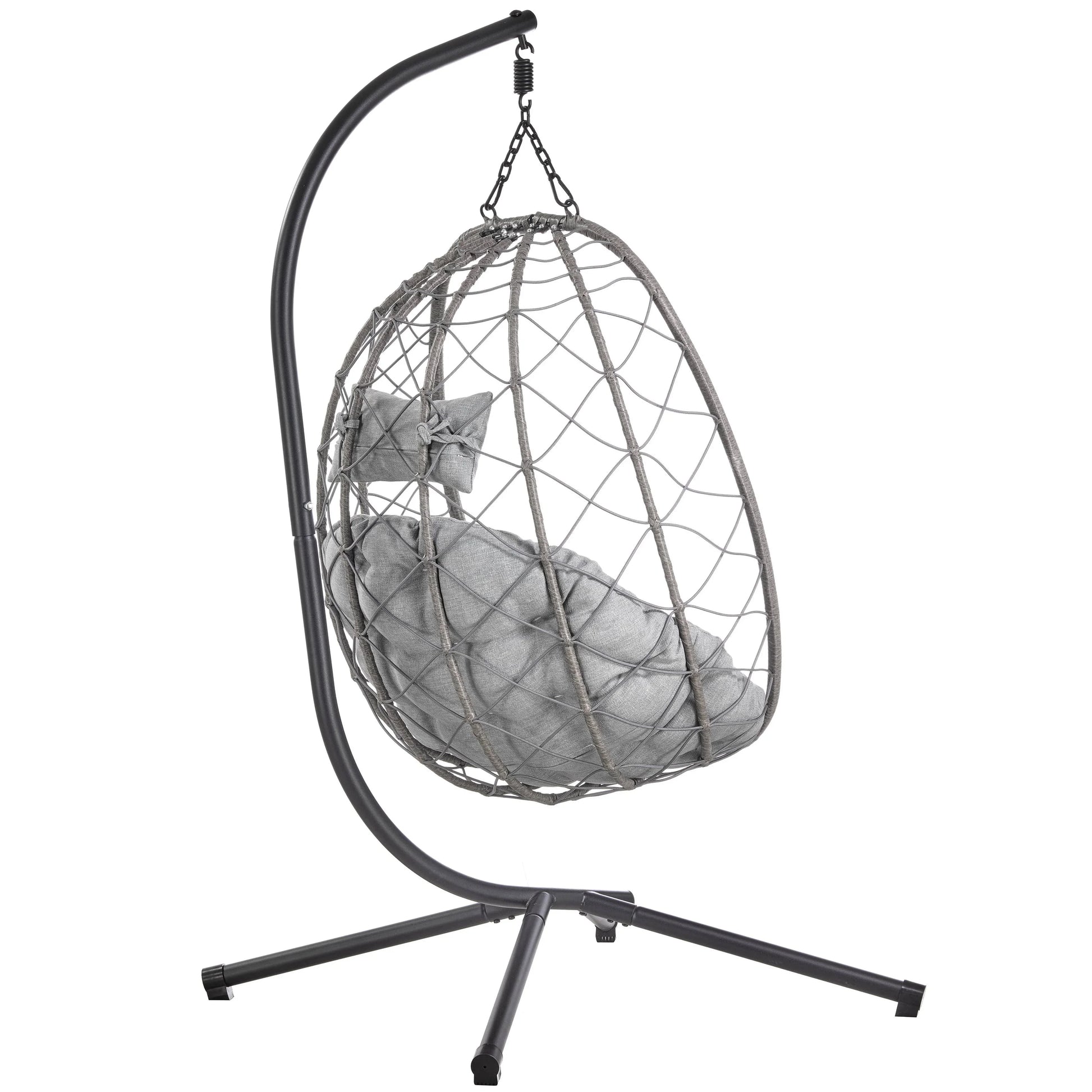 Summit Outdoor Single Person Egg Swing Chair in Grey Steel Frame With Removable Cushions - Elax Furniture