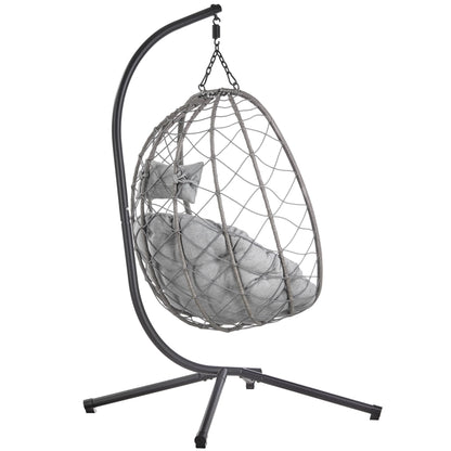 Summit Outdoor Single Person Egg Swing Chair in Grey Steel Frame With Removable Cushions - Elax Furniture