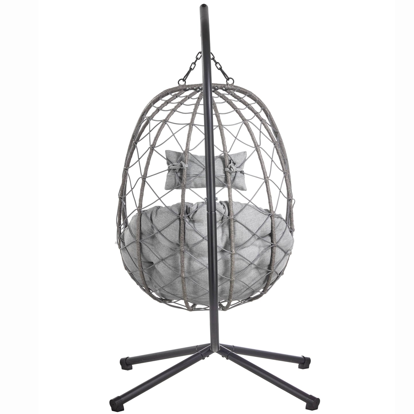 Summit Outdoor Single Person Egg Swing Chair in Grey Steel Frame With Removable Cushions - Elax Furniture