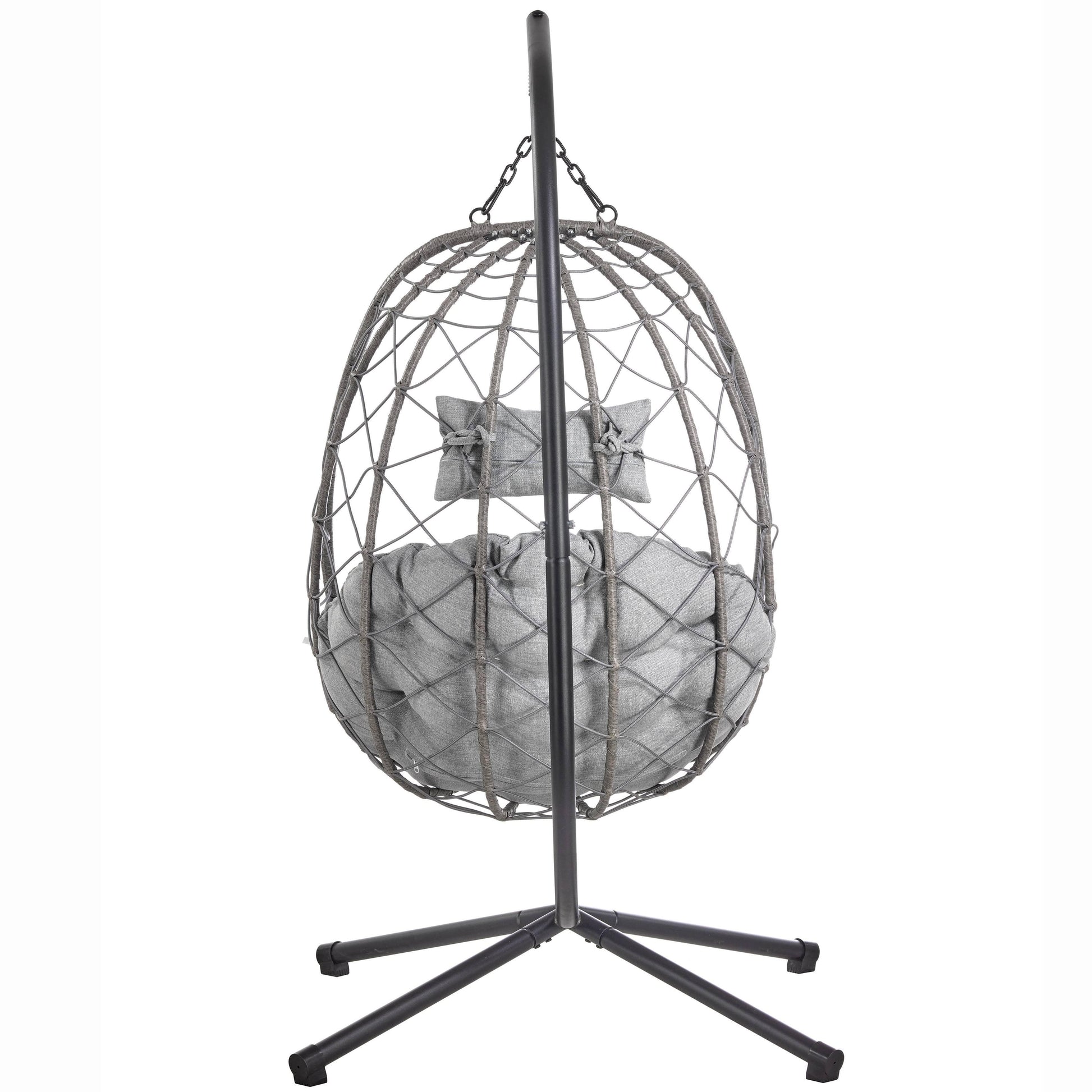 Summit Outdoor Single Person Egg Swing Chair in Grey Steel Frame With Removable Cushions - Elax Furniture