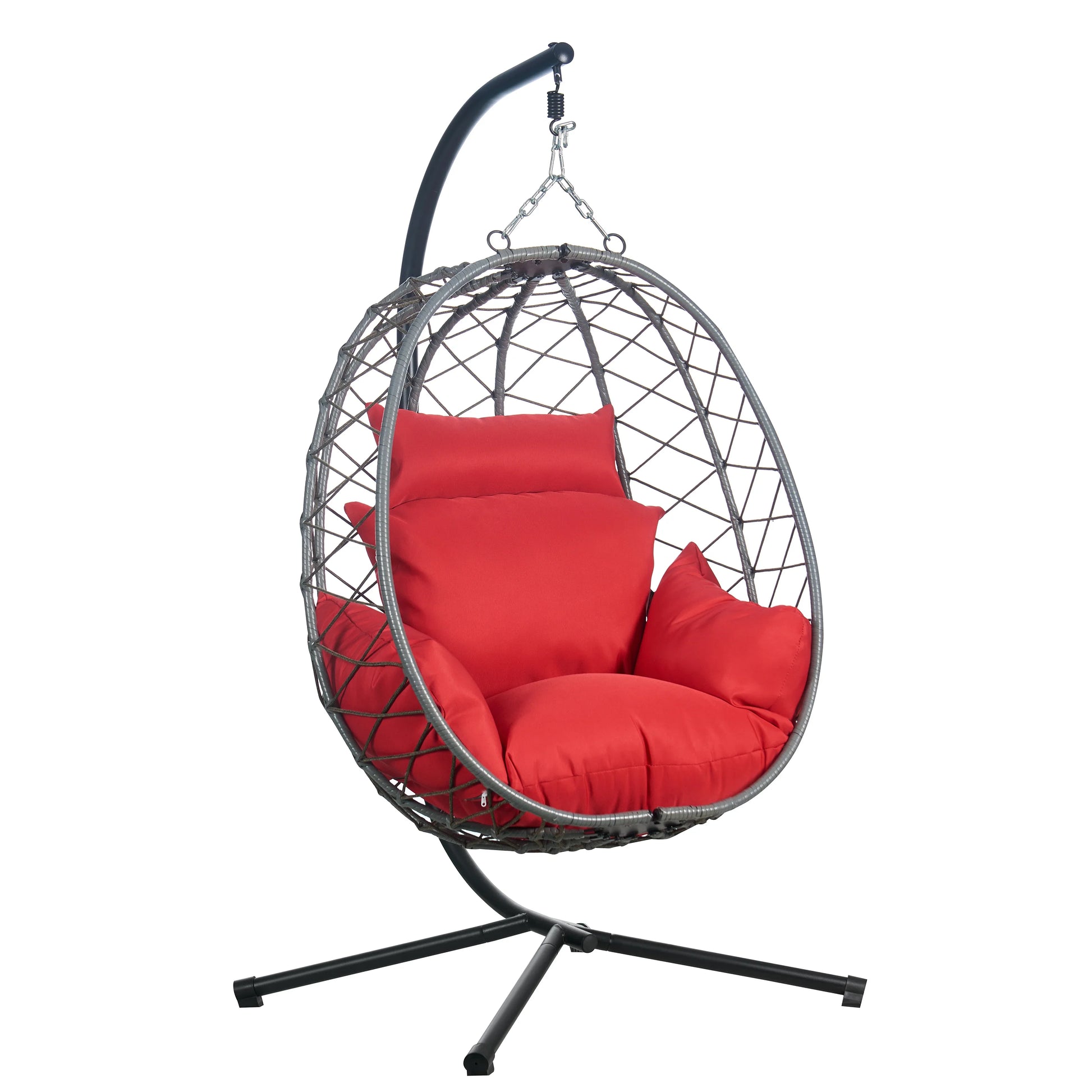 Summit Outdoor Single Person Egg Swing Chair in Grey Steel Frame With Removable Cushions - Elax Furniture