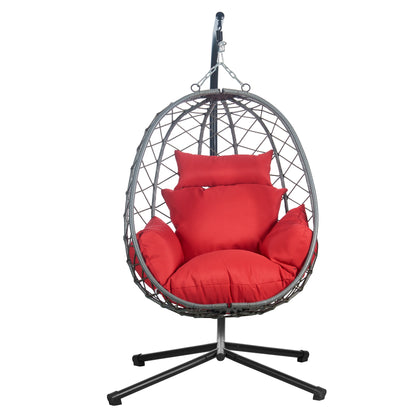 Summit Outdoor Single Person Egg Swing Chair in Grey Steel Frame With Removable Cushions - Elax Furniture