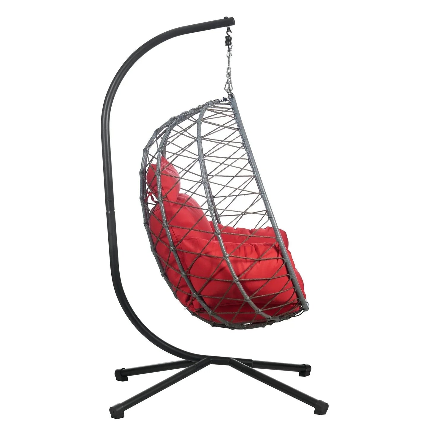 Summit Outdoor Single Person Egg Swing Chair in Grey Steel Frame With Removable Cushions - Elax Furniture