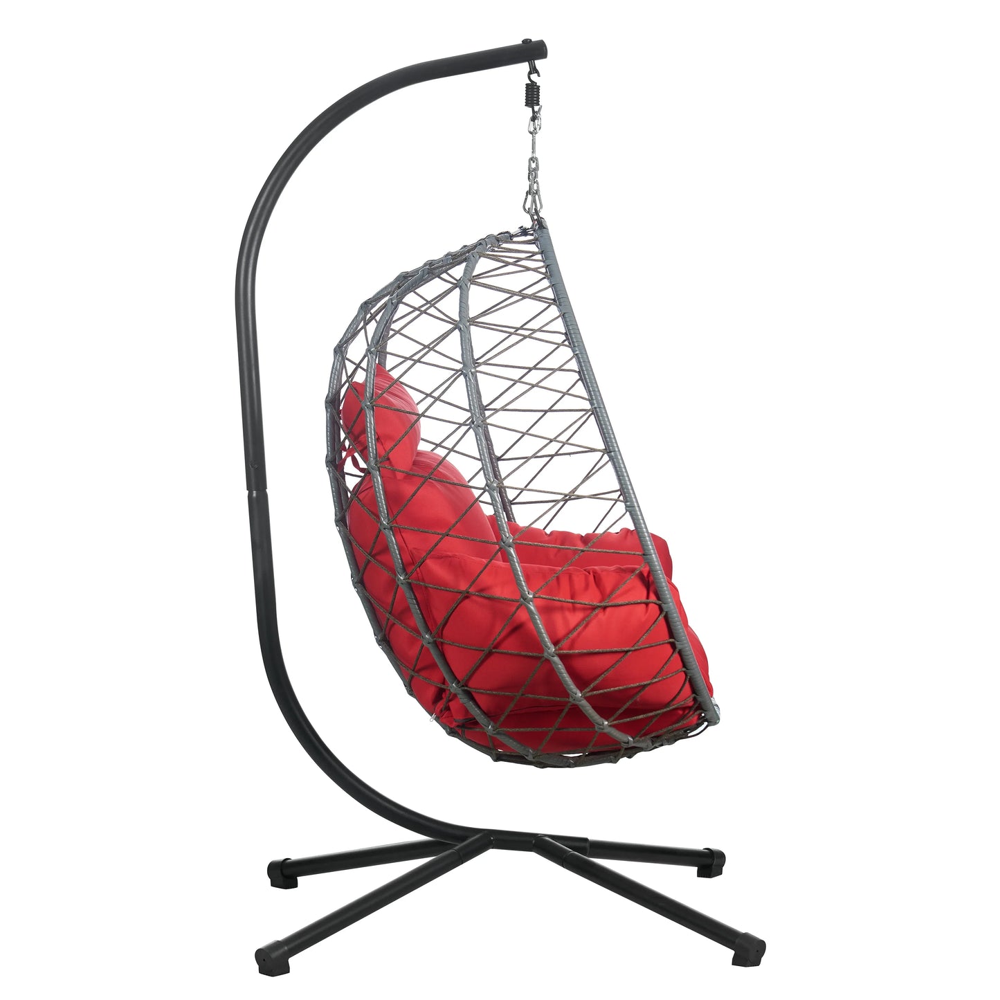 Summit Outdoor Single Person Egg Swing Chair in Grey Steel Frame With Removable Cushions - Elax Furniture