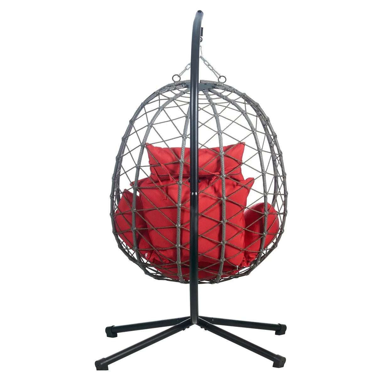 Summit Outdoor Single Person Egg Swing Chair in Grey Steel Frame With Removable Cushions - Elax Furniture